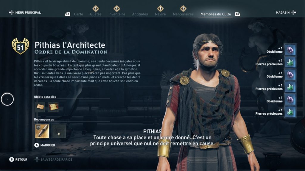 Assassin's Creed odyssey ordre des anciens soluce emplacement heritage legs de la première lame 