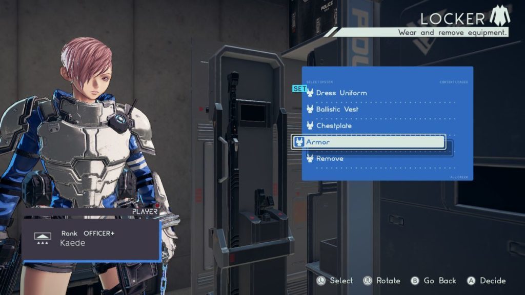 Astral chain Armure de la police Astral (Astral police armor), soluce costume