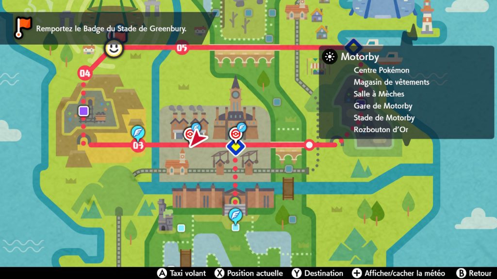 Solution pokemon épée et bouclier ville de motorby emplacement map carte