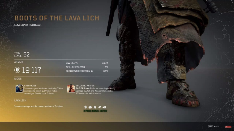 Soluce armure set légendaire sur Outriders, classe pyromage, armure de lave, lava lich, pc , ps4, ps5, xbox, guide astuce