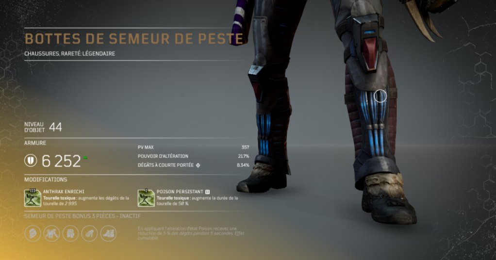 Soluce armure set légendaire sur Outriders, classe techonmage, armure semeur de peste , pc , ps4, ps5, xbox, guide astuce