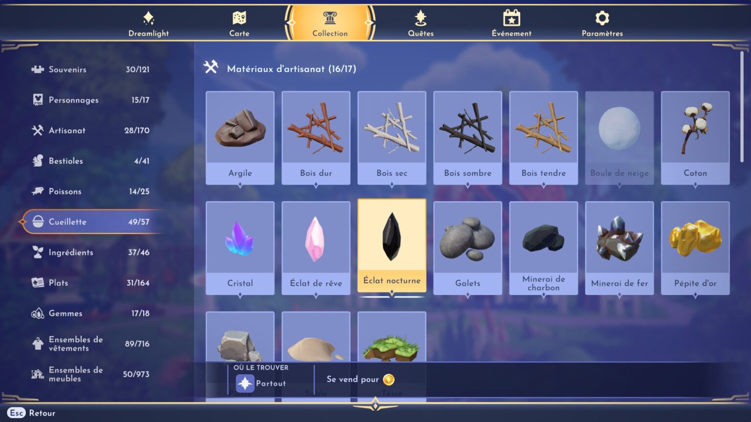 [Soluce] Disney Dreamlight Valley Emplacement des matériaux