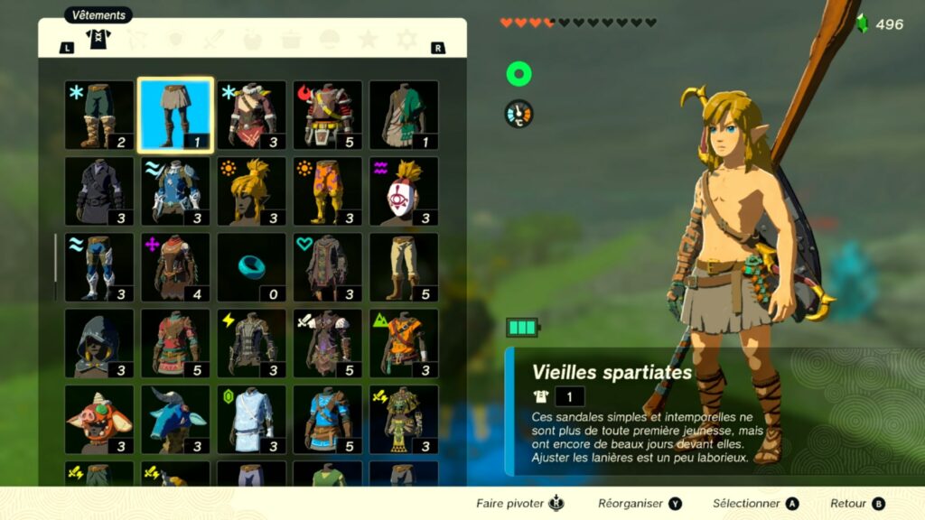 zelda tears of the kingdom, totk, astuce, guide, soluce, toutes les tenues, nintendo siwtch oled, tenue vieille