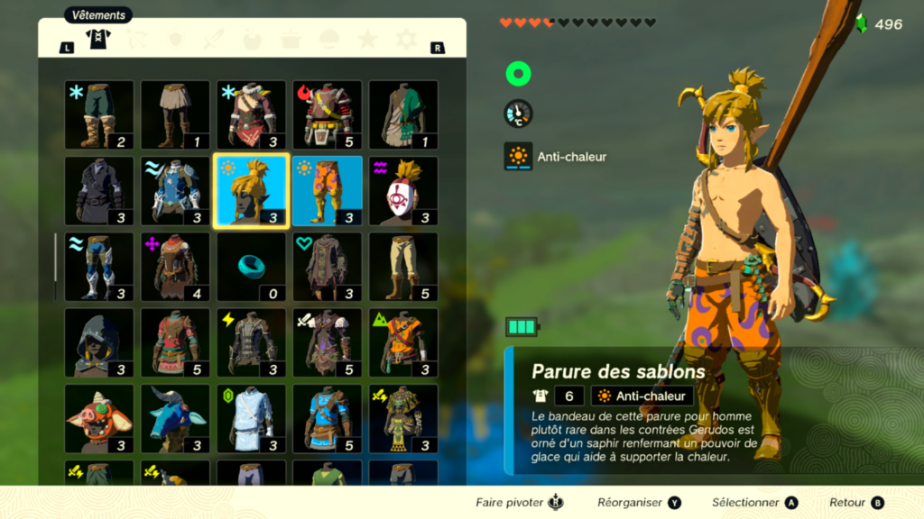 zelda tears of the kingdom, totk, astuce, guide, soluce, toutes les tenues, nintendo siwtch oled, tenue des sablons