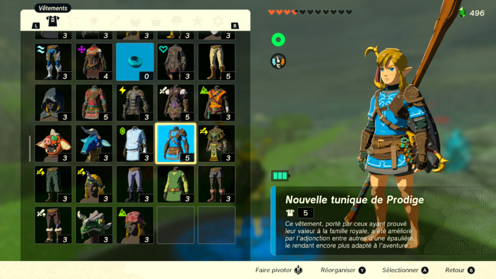 zelda tears of the kingdom, totk, astuce, guide, soluce, toutes les tenues, nintendo siwtch oled, tenue nouvelle tunique de prodige