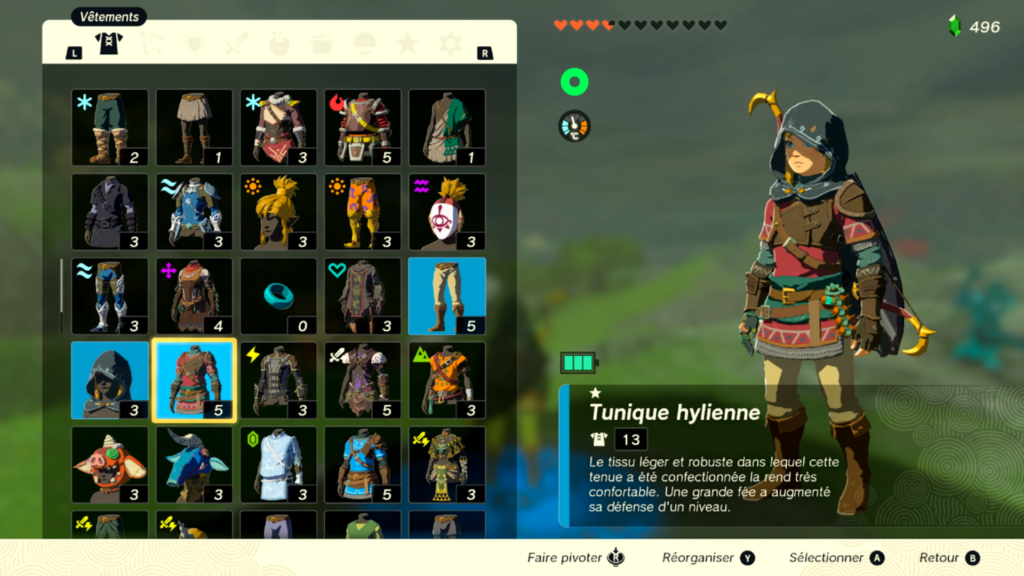 zelda tears of the kingdom, totk, astuce, guide, soluce, toutes les tenues, nintendo siwtch oled, tenue hylienne