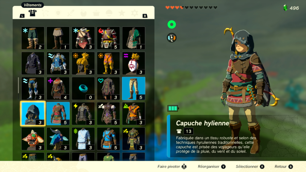 zelda tears of the kingdom, totk, astuce, guide, soluce, toutes les tenues, nintendo siwtch oled, tenue hylienne