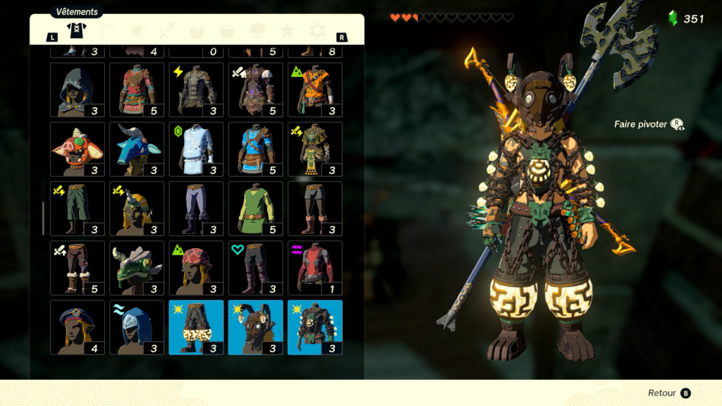 zelda tears of the kingdom, totk, astuce, guide, soluce, toutes les tenues, nintendo siwtch oled, tenue de mineur