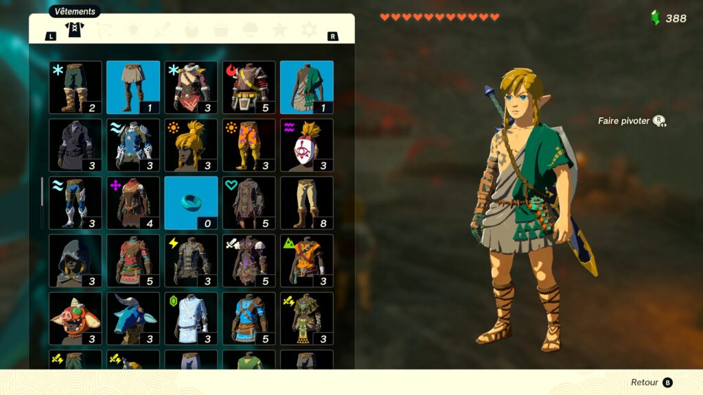 zelda tears of the kingdom, totk, astuce, guide, soluce, toutes les tenues, nintendo siwtch oled, tenue vieille