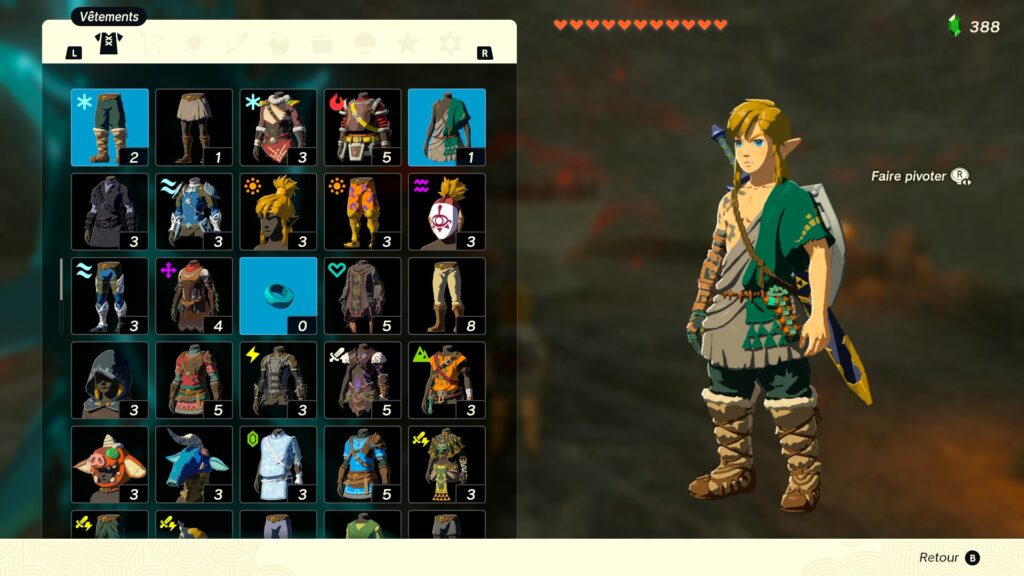 zelda tears of the kingdom, totk, astuce, guide, soluce, toutes les tenues, nintendo siwtch oled, tenue vieille