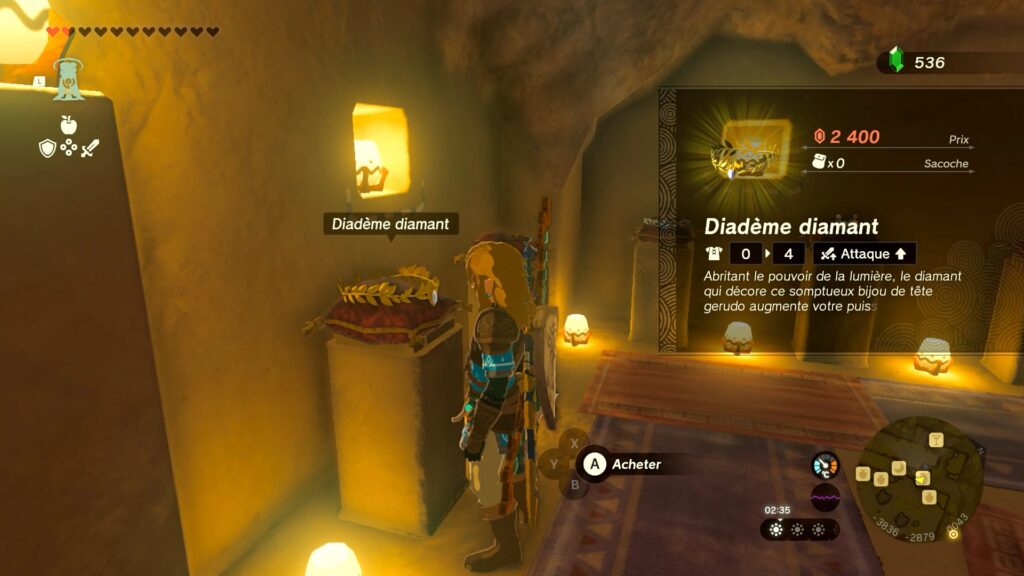 zelda tears of the kingdom, totk, astuce, guide, soluce, toutes les tenues, nintendo siwtch oled, tenue diadième diamant