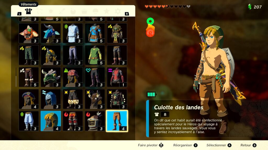 zelda tears of the kingdom, totk, astuce, guide, soluce, toutes les tenues, nintendo siwtch oled, tenue des landes breath of the wild