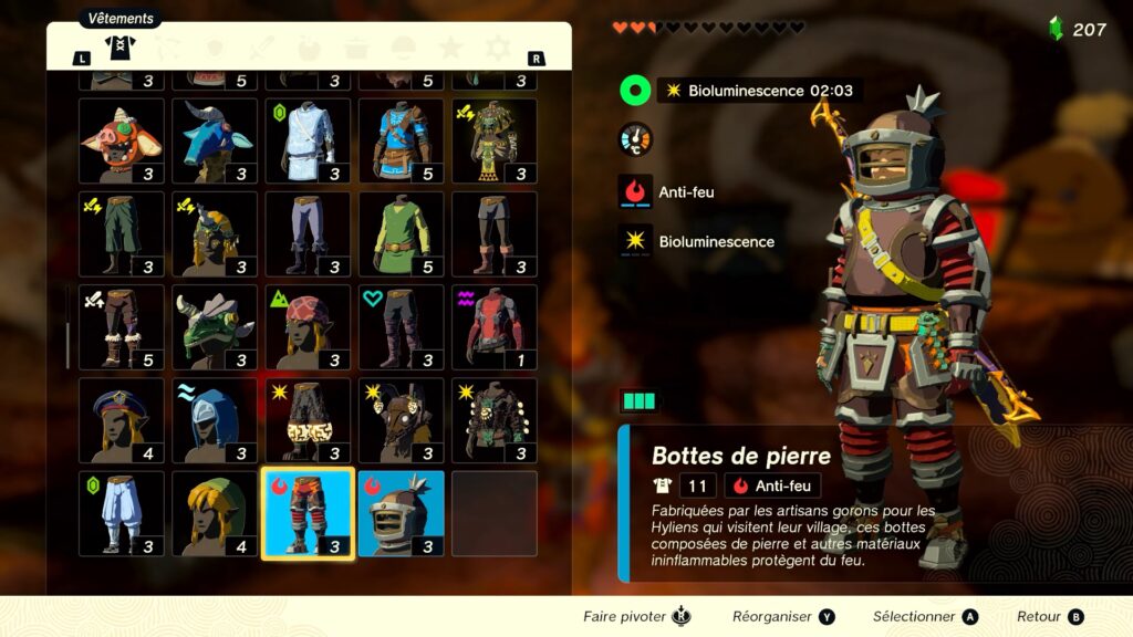 zelda tears of the kingdom, totk, astuce, guide, soluce, toutes les tenues, nintendo siwtch oled, tenue de pierre