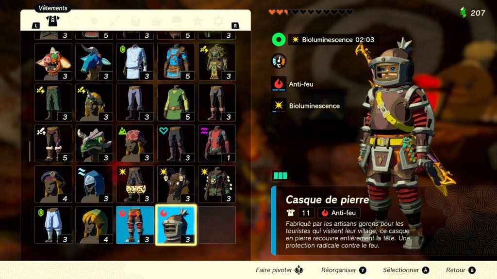 zelda tears of the kingdom, totk, astuce, guide, soluce, toutes les tenues, nintendo siwtch oled, tenue de pierre