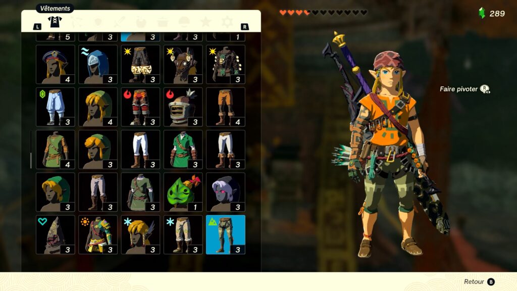 zelda tears of the kingdom, totk, astuce, guide, soluce, toutes les tenues, nintendo siwtch oled, tenue escalade