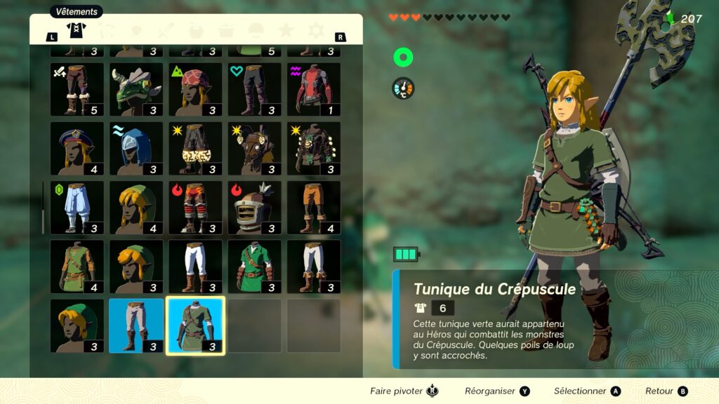 zelda tears of the kingdom, totk, astuce, guide, soluce, toutes les tenues, nintendo siwtch oled, tenue du crépuscule twilight princess