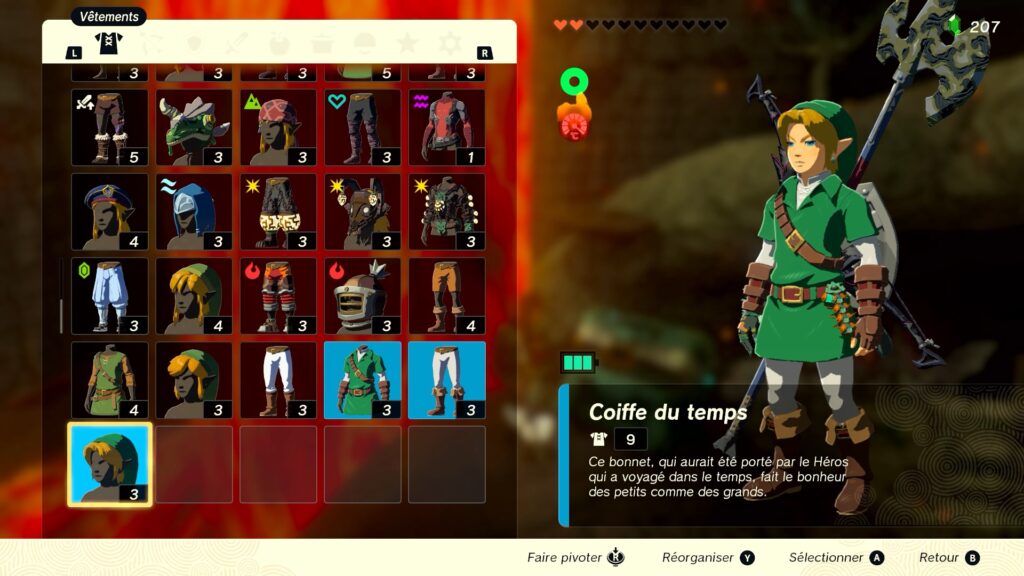 zelda tears of the kingdom, totk, astuce, guide, soluce, toutes les tenues, nintendo siwtch oled, tenue du temps ocarina of time