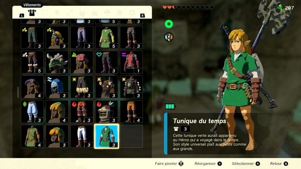 zelda tears of the kingdom, totk, astuce, guide, soluce, toutes les tenues, nintendo siwtch oled, tenue du temps ocarina of time