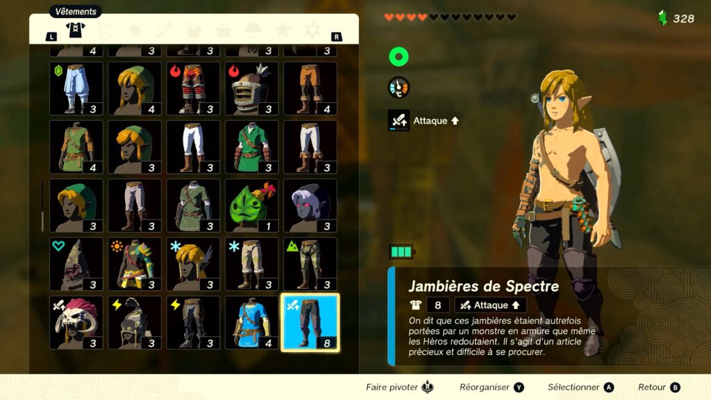 zelda tears of the kingdom, totk, astuce, guide, soluce, toutes les tenues, nintendo siwtch oled, tenue de spectre