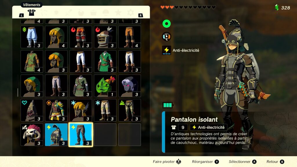 zelda tears of the kingdom, totk, astuce, guide, soluce, toutes les tenues, nintendo siwtch oled, tenue isolante