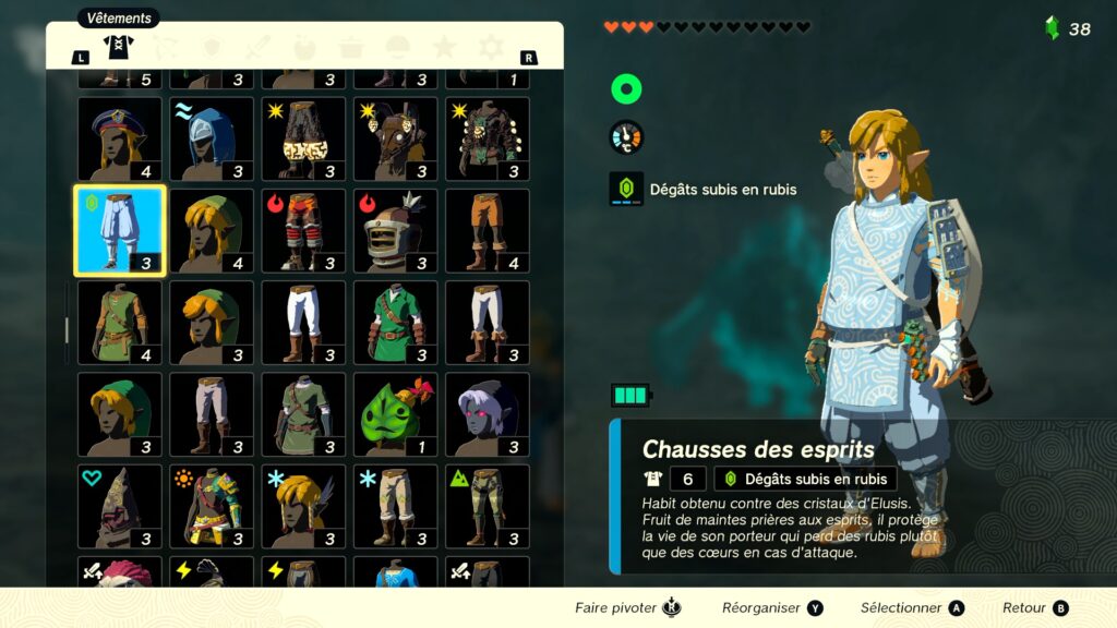 zelda tears of the kingdom, totk, astuce, guide, soluce, toutes les tenues, nintendo siwtch oled, tenue des esprits