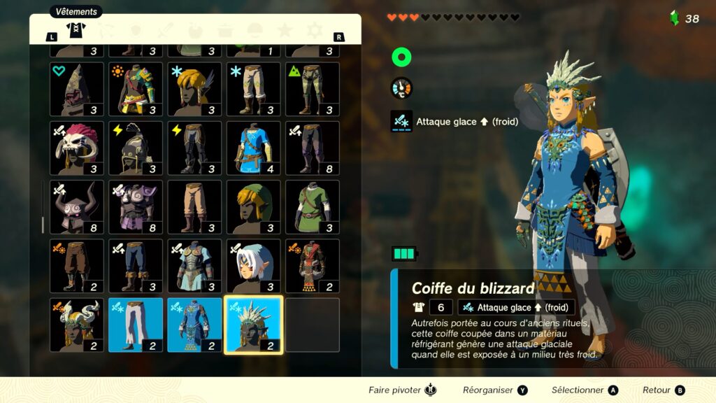 zelda tears of the kingdom, totk, astuce, guide, soluce, toutes les tenues, nintendo siwtch oled, tenue du blizzard