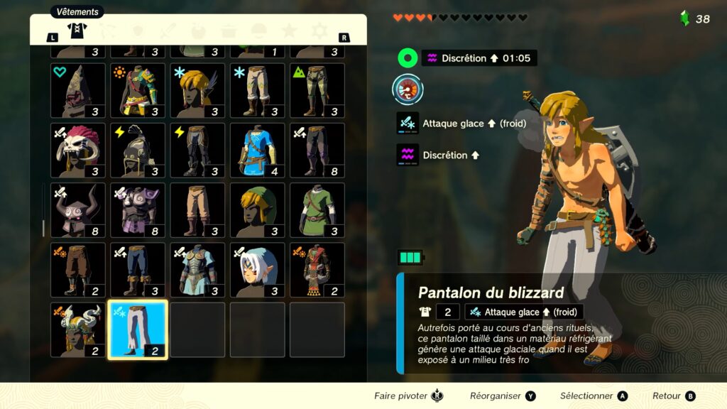 zelda tears of the kingdom, totk, astuce, guide, soluce, toutes les tenues, nintendo siwtch oled, tenue du blizzard