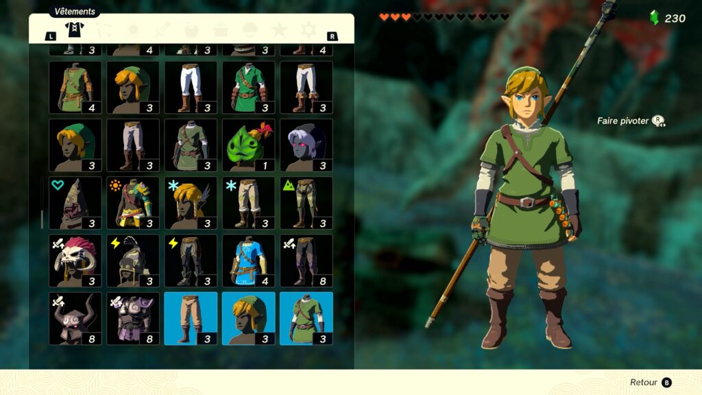 zelda tears of the kingdom, totk, astuce, guide, soluce, toutes les tenues, nintendo siwtch oled, tenue du ciel Skyward sword