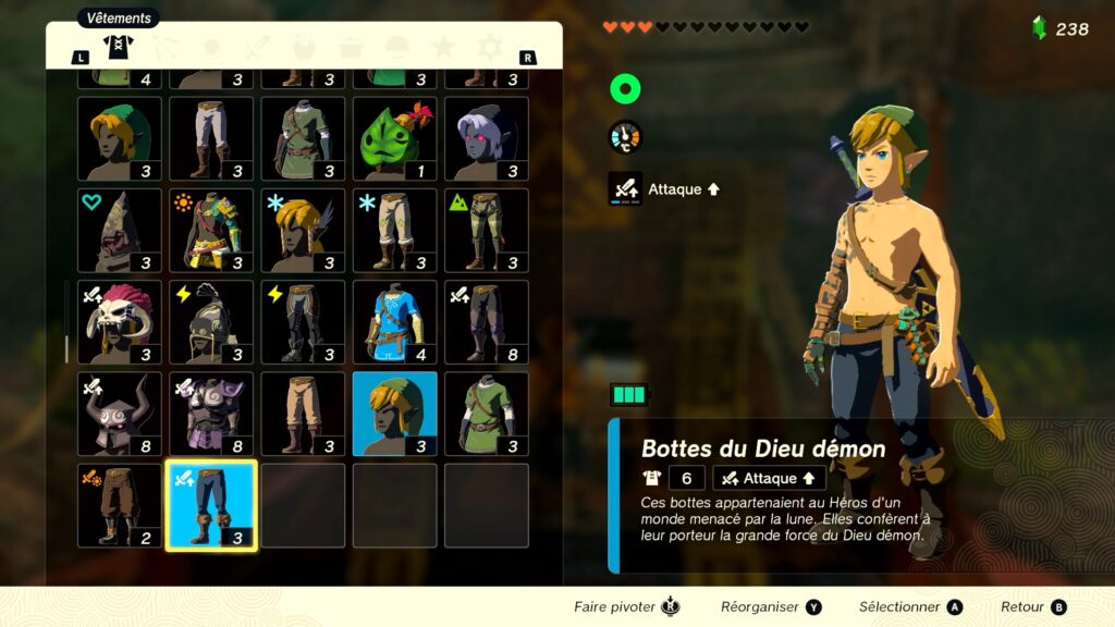 zelda tears of the kingdom, totk, astuce, guide, soluce, toutes les tenues, nintendo siwtch oled, tenue du roi démon 