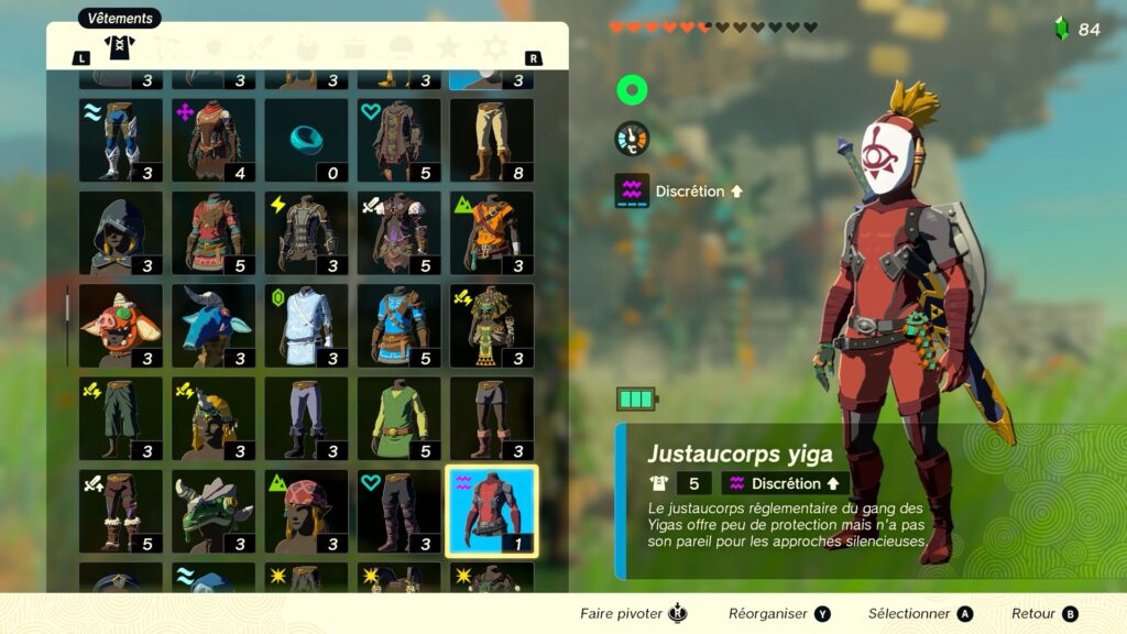 zelda tears of the kingdom, totk, astuce, guide, soluce, toutes les tenues, nintendo siwtch oled, tenue yiga