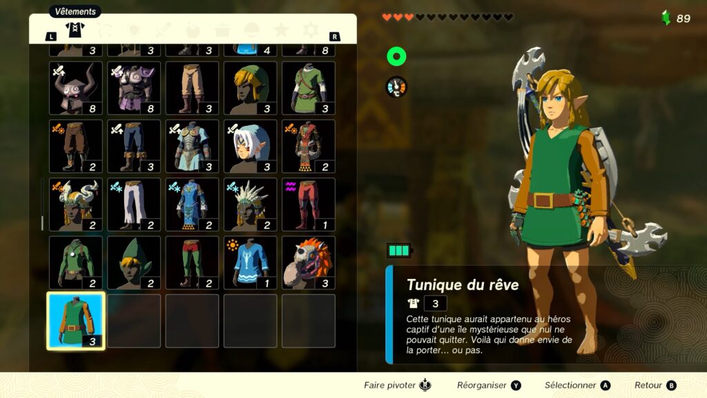 zelda tears of the kingdom, totk, astuce, guide, soluce, toutes les tenues, nintendo siwtch oled, tenue de rêve awakening