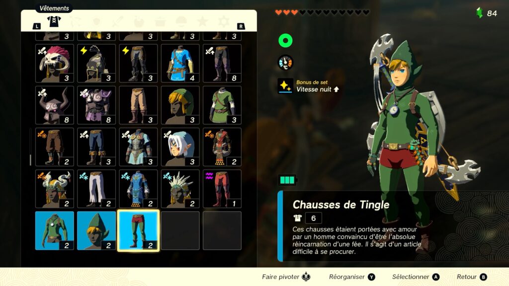 zelda tears of the kingdom, totk, astuce, guide, soluce, toutes les tenues, nintendo siwtch oled, tenue de tingle