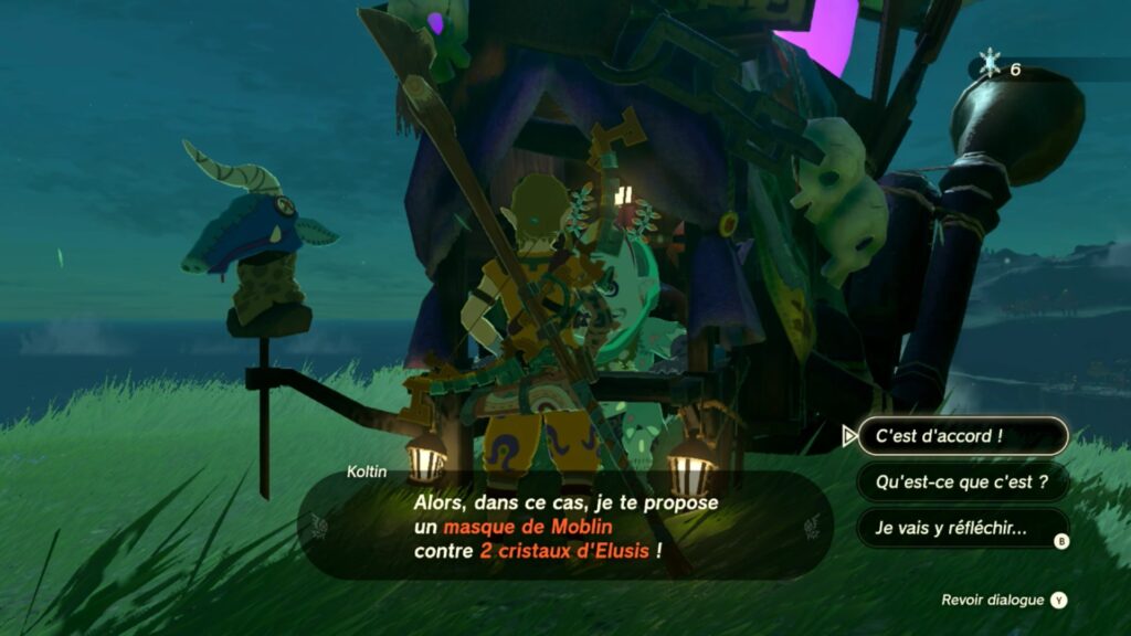 zelda tears of the kingdom, totk, astuce, guide, soluce, toutes les tenues, nintendo siwtch oled, tenue masque de moblin