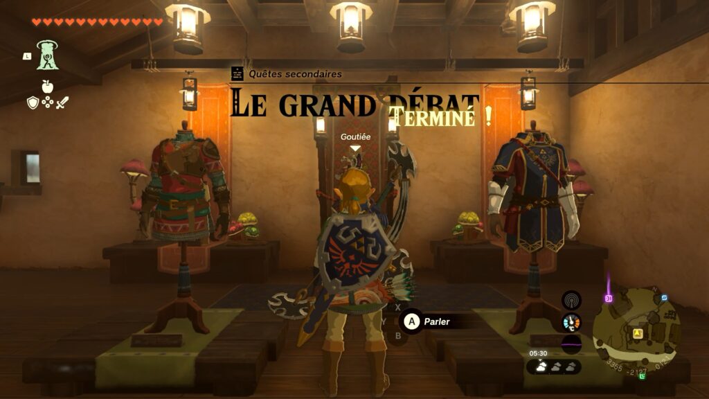 zelda tears of the kingdom, totk, astuce, guide, soluce, toutes les tenues, nintendo siwtch oled, tenue chapeau de goutiée