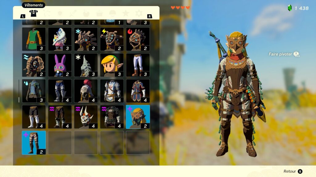 zelda tears of the kingdom, totk, astuce, guide, soluce, toutes les tenues, nintendo siwtch oled, tenue de chute libre