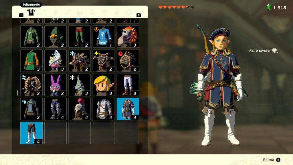 zelda tears of the kingdom, totk, astuce, guide, soluce, toutes les tenues, nintendo siwtch oled, tenue de garde royale