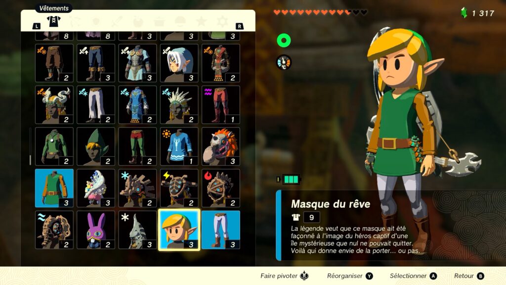 zelda tears of the kingdom, totk, astuce, guide, soluce, toutes les tenues, nintendo siwtch oled, tenue de rêve awakening