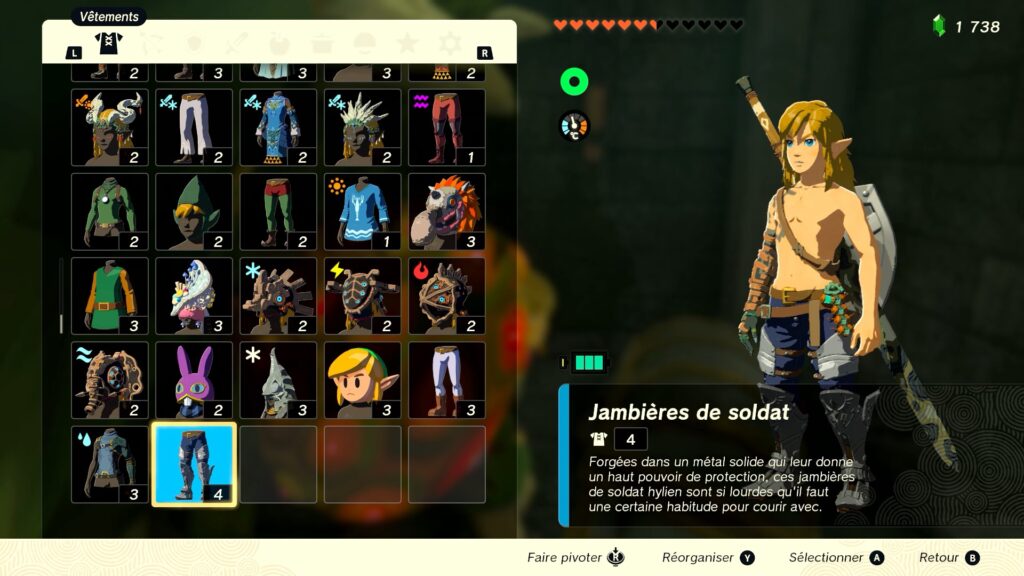 zelda tears of the kingdom, totk, astuce, guide, soluce, toutes les tenues, nintendo siwtch oled, tenue de soldat