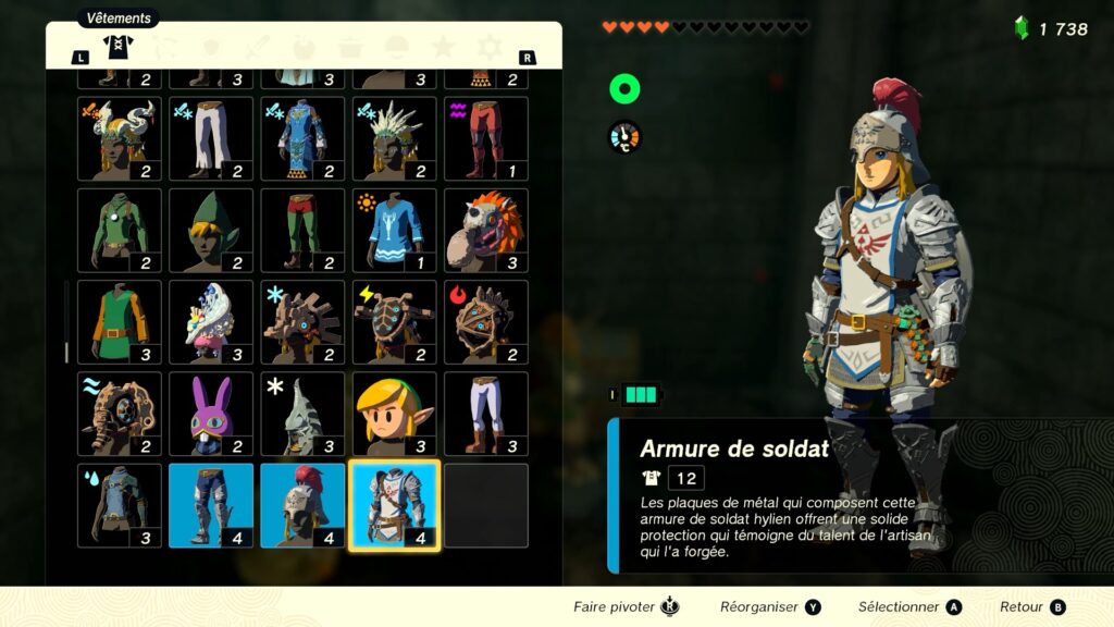 zelda tears of the kingdom, totk, astuce, guide, soluce, toutes les tenues, nintendo siwtch oled, tenue de soldat