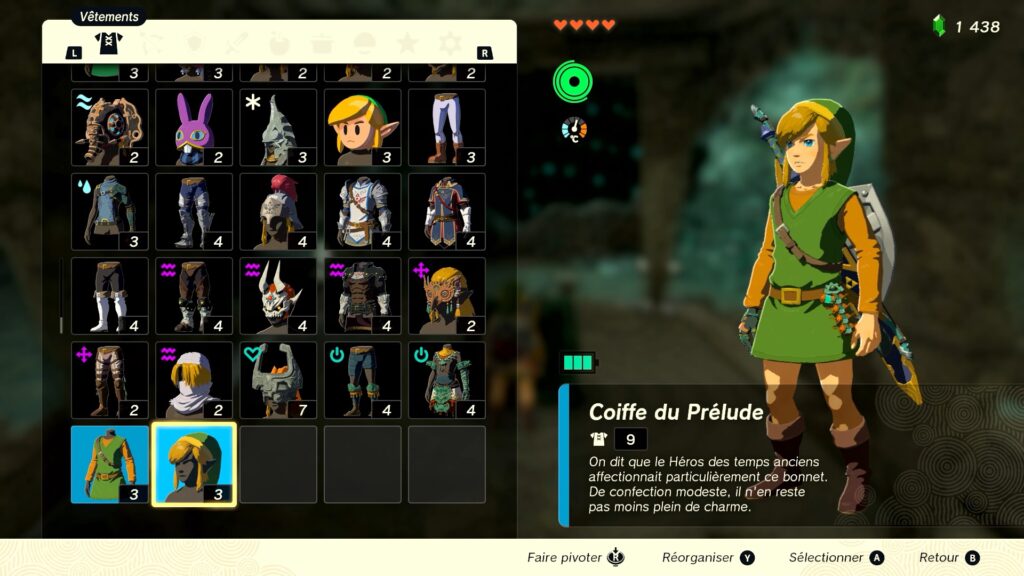zelda tears of the kingdom, totk, astuce, guide, soluce, toutes les tenues, nintendo siwtch oled, tenue du prélude a link to the past
