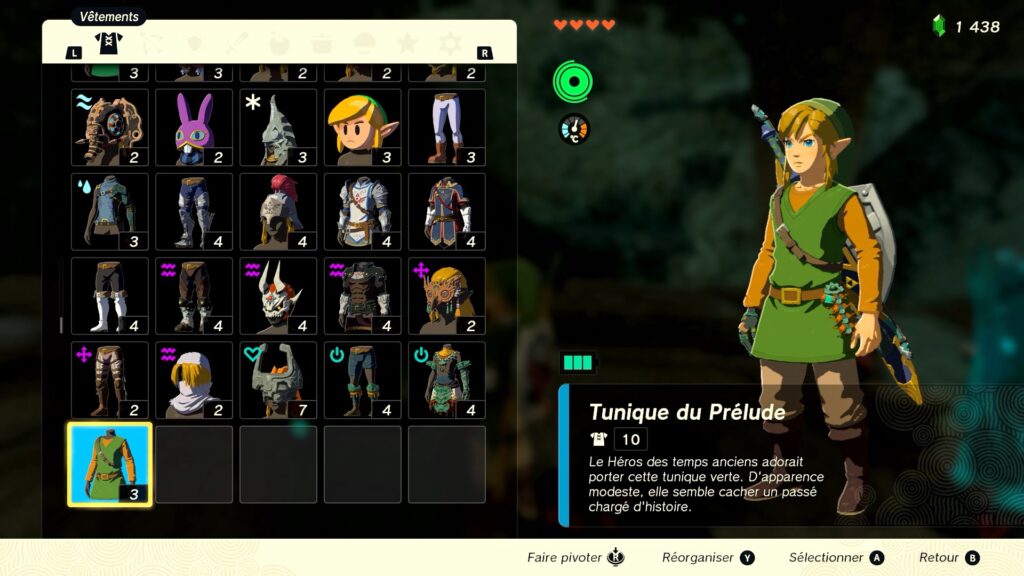 zelda tears of the kingdom, totk, astuce, guide, soluce, toutes les tenues, nintendo siwtch oled, tenue du prélude a link to the past