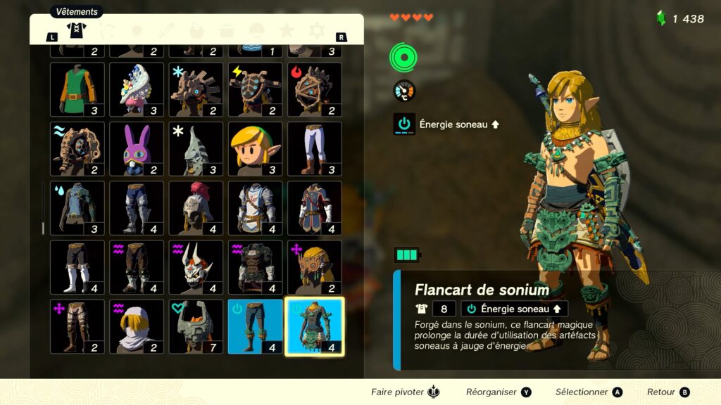 zelda tears of the kingdom, totk, astuce, guide, soluce, toutes les tenues, nintendo siwtch oled, tenue de sonium