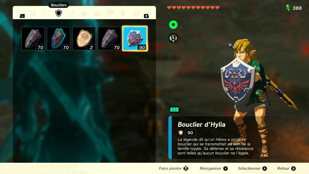 bouclier hylia zelda tears of the kingdom soluce guide astuce fr nintendo switch led