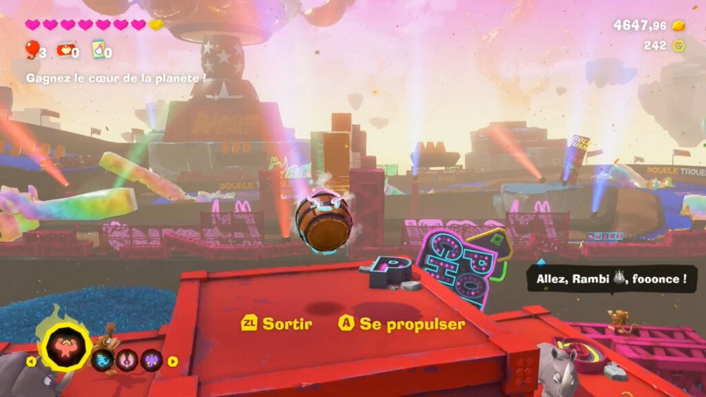 Donkey Kong Bananza state rhinodrome course fr nintendo switch 2 rallye course diddy dixie rambi