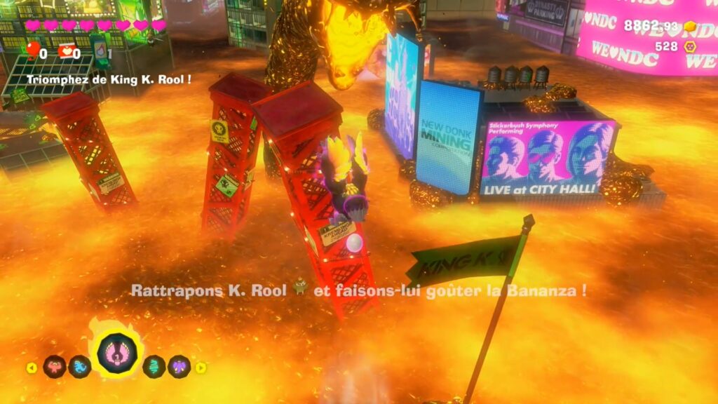Donkey Kong bananza coeur planete boss astuce guide nintendo switch 2 image jeu king k rool