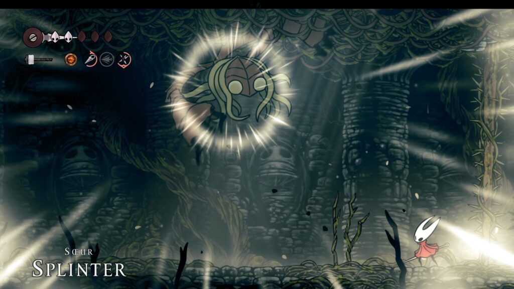 hollow knight silksong soluce complete sone coquibois acte 1 pharloom pc steam xbox game pass ps5 nintendo switch 2 boss sœur splinter masque compétence prise ferme