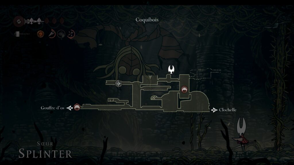 hollow knight silksong soluce complete sone coquibois acte 1 pharloom pc steam xbox game pass ps5 nintendo switch 2 boss sœur splinter masque compétence prise ferme
