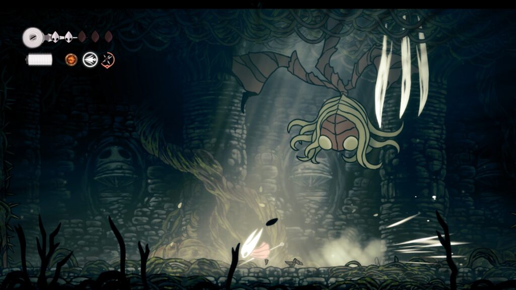hollow knight silksong soluce complete sone coquibois acte 1 pharloom pc steam xbox game pass ps5 nintendo switch 2 boss sœur splinter masque compétence prise ferme
