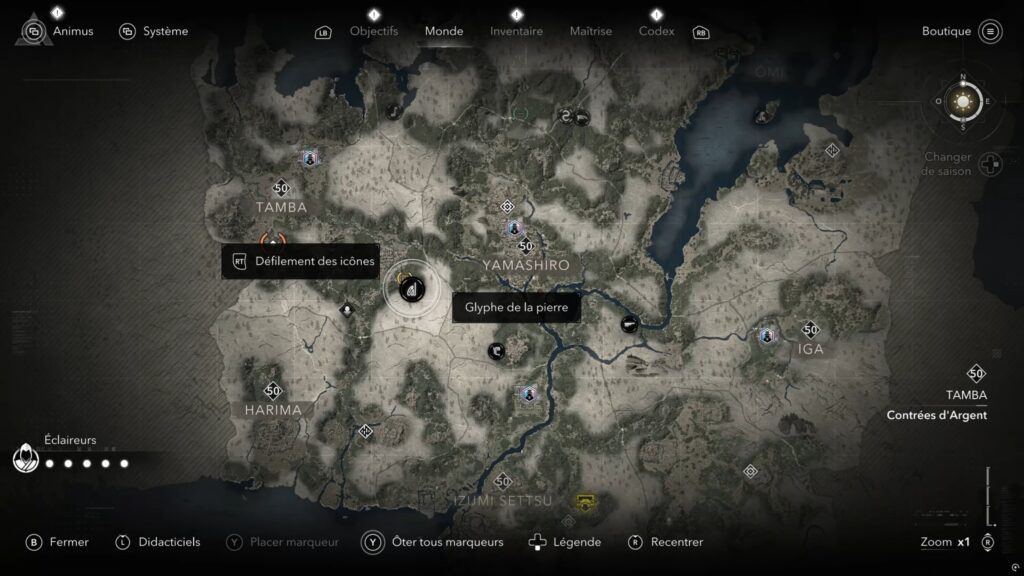 assassin creed shadows parchemin porte isu glyphe carte soluce guide astuce jeu xbox ps5 pc