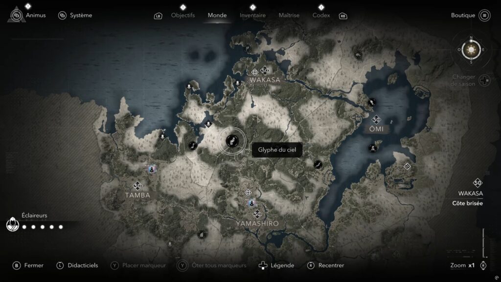 assassin creed shadows parchemin porte isu glyphe carte soluce guide astuce jeu xbox ps5 pc